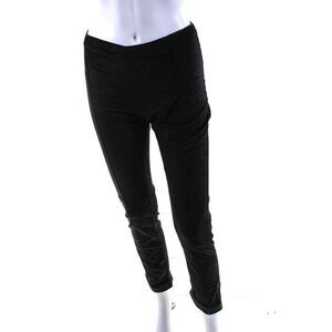 Hengst Womens Elastic Waistband Cuffed Cropped Pants Black Cotton Size Medium